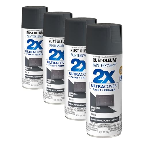 Rust-Oleum Painter's Touch 2X Spray Paint, Satin Charcoal Gray, 12 oz (Pack of 4)