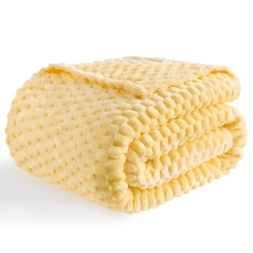 Bnuitland Light Yellow Flannel Throw Blanket 50x40 Inch - Soft & Cozy