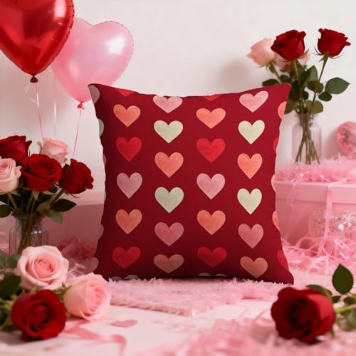 Sivirary Valentine's Day Throw Pillow Covers, 18x18, Set of 2, Dark Red