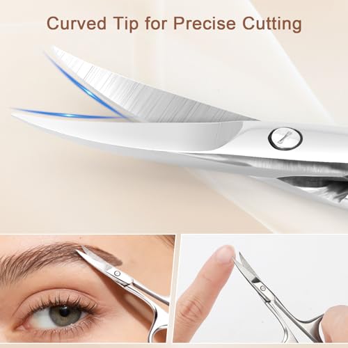 Hdama Mini Eyebrow and Facial Hair Grooming Scissors with Safety Cover