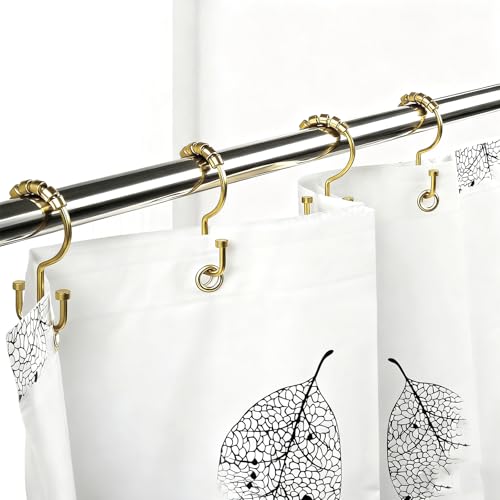 BBV Rust Resistant Metal Shower Curtain Hooks - 12 Pcs Gold