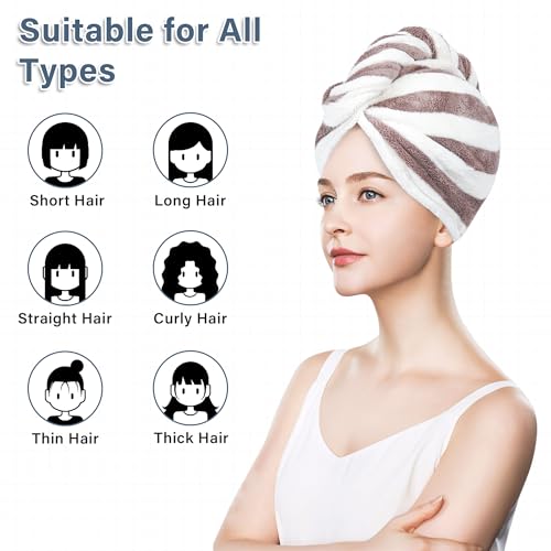 YiRayon Microfiber Hair Towel Wrap 2pcs - Super Absorbent Turban for Curly Long Hair