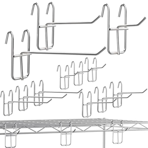 Heavy Duty Metal Wire Shelving Hooks - 12 Pack (2, 4, 6 Inch)