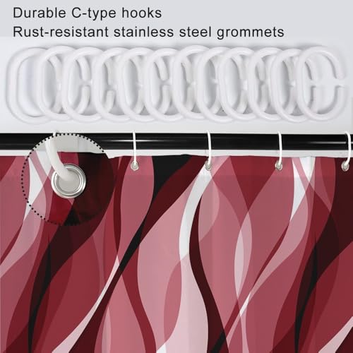 Red and Black Striped Shower Curtain - Waterproof Polyester 72x72 Inch