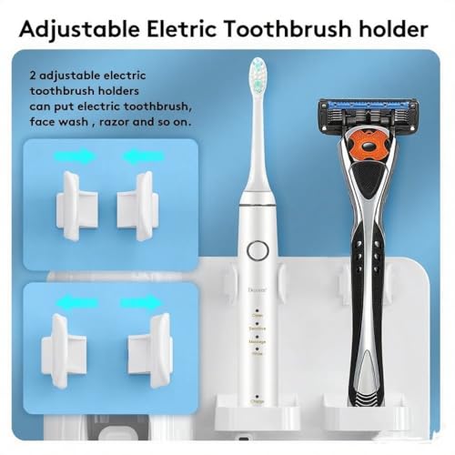 TuCao White Wall Mounted Toothbrush Holder with Automatic Toothpaste Dispenser