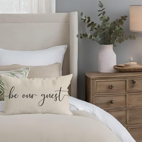 Farmhouse Be Our Guest Throw Pillow Cover 12x20 Inch