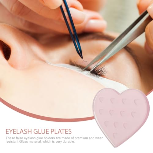 Beaupretty Heart Shape Glass Eyelash Extension Glue Holder - Pink