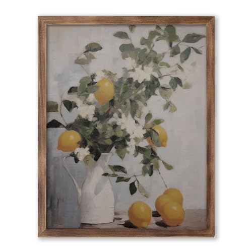 Vintage Lemon Kitchen Wall Art Print - Botanical Fruit Poster