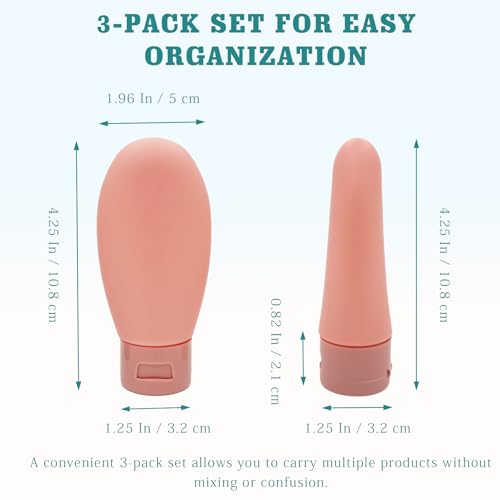 3 Pack Leakproof Travel Bottles Set - 60ml Squeezable Containers with Bag