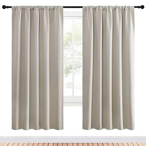 NICETOWN Blackout Curtains - 52" x 72" Thermal Insulated Panels, Natural