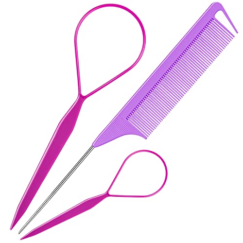 TsMADDTs Hair Loop Tool & Rat Tail Comb Set for French Braids