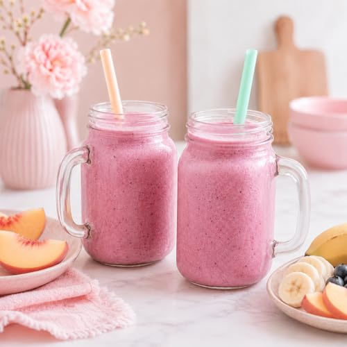 ONEYIM Individually Wrapped Pastel Jumbo Boba Straws - 9.45" Smoothie Straws