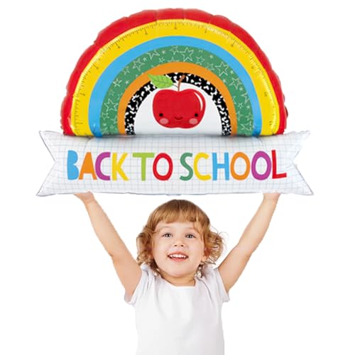 2 Pack Back to School Rainbow Apple Foil Balloons for Classroom Party