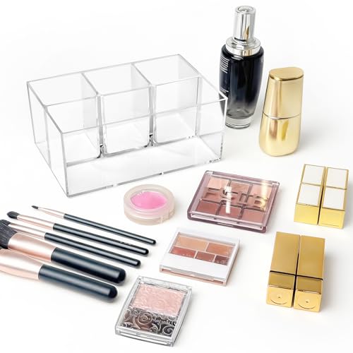 Vowcarol Clear Makeup Brush Organizer with 4 Slots for Vanity & Cosmetics