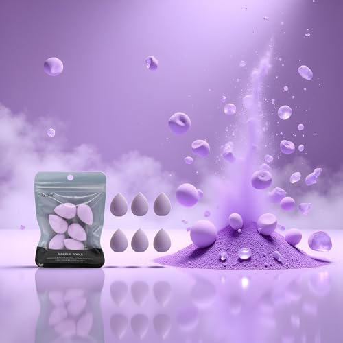 6 Pcs Mini Makeup Sponge Set Purple Small Beauty Blender Sponges