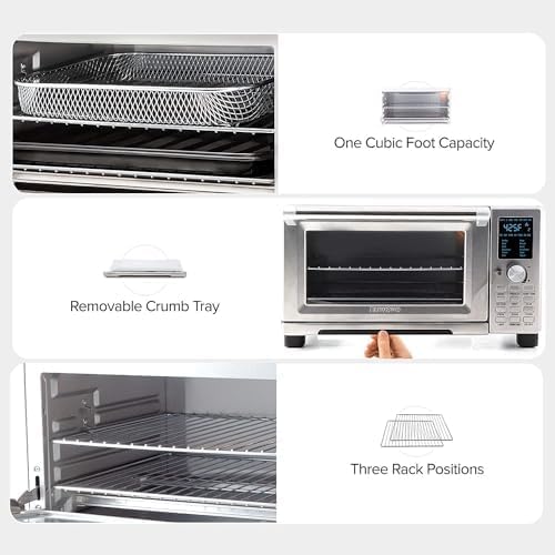 Nuwave Bravo Air Fryer Toaster Oven - 12-in-1 Convection Cooking | 30-QT XL Capacity, Brushed Stainless Steel