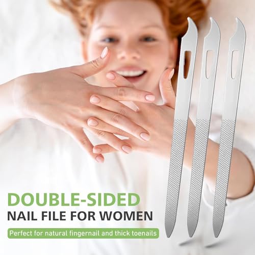 6 Pack Stainless Steel Nail File Set with Pointed Tip - 5.5 Inch
