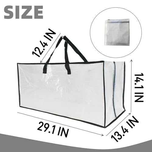 Extra Large Clear Moving Bags - Heavy Duty Storage Tote with Handles, 1 Pack