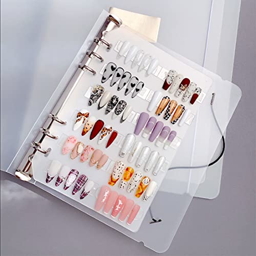 Rikolto A5 Press On Nail Organizer Book with 4 Pages & Adhesive - Removable Storage for Fake Nails (9.05 x 7.08 x 1.37 Inch)
