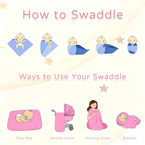 TANOFAR Newborn Swaddle Blanket Set - Swan Bow, Soft Stretchy Receiving Wrap