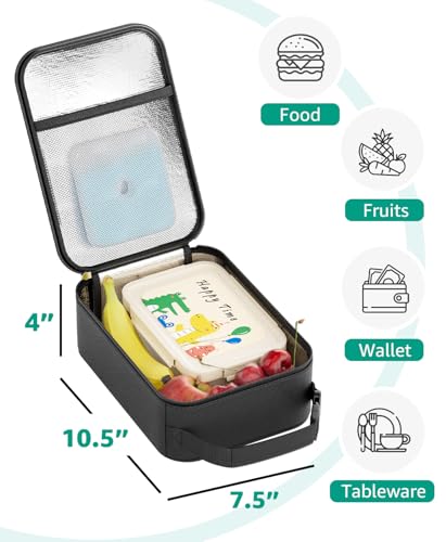 HowFly Insulated Lunch Bag 6L - Portable Cooler for Work & School - Black