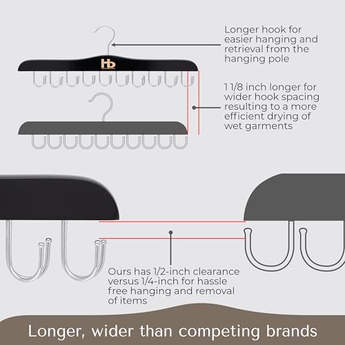 Haven Besties Large Bra Organizer Hanger, Black Lotus Wood with 20 Hooks