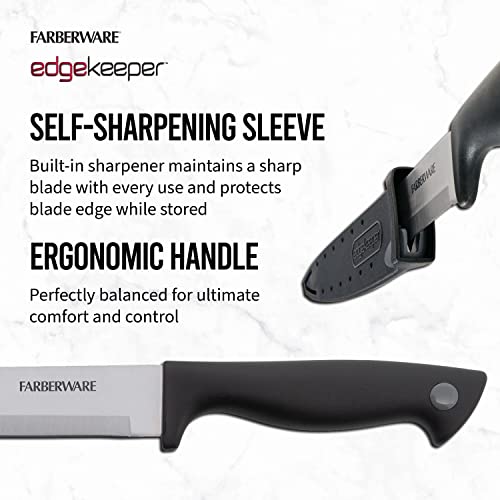 Farberware 8-Inch Slicing Knife with Self-Sharpening Sheath - Black/Gray