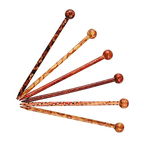 Baoblaze 6-Piece Wooden Hair Sticks Japanese Hair Chopsticks 13cm