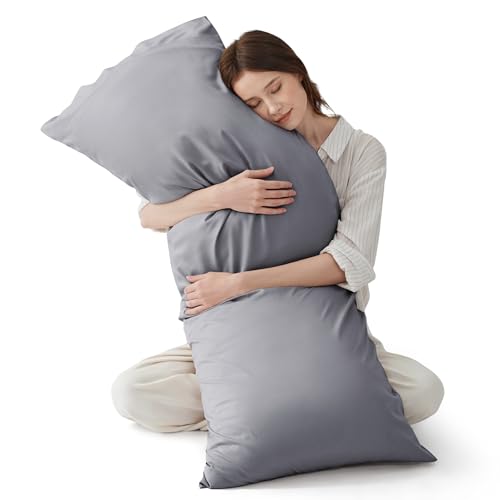 Bedsure Bamboo Body Pillowcase, 20" x 54", Silver Grey
