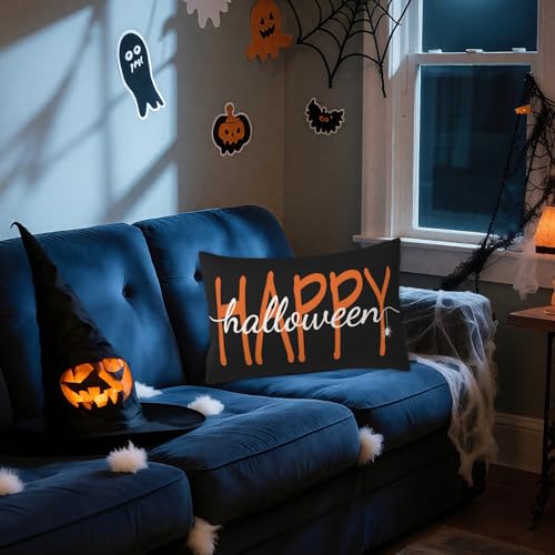 Halloween Spider Pillow Cover 20 x 12 Inch | Gothic Throw Cushion