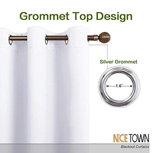 NICETOWN White Window Curtain, 70"W x 63"L Grommet Panel for Bedroom