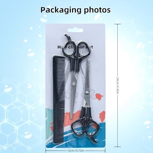 TIKIYOUN Professional 6.7-Inch Black Hair Cutting Shears Set with Thinning Scissors and Comb