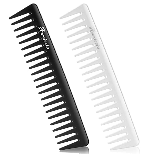 Anmieciu 2-Piece Wide Tooth Hair Detangling Comb Set, Anti-Static Carbon Fiber