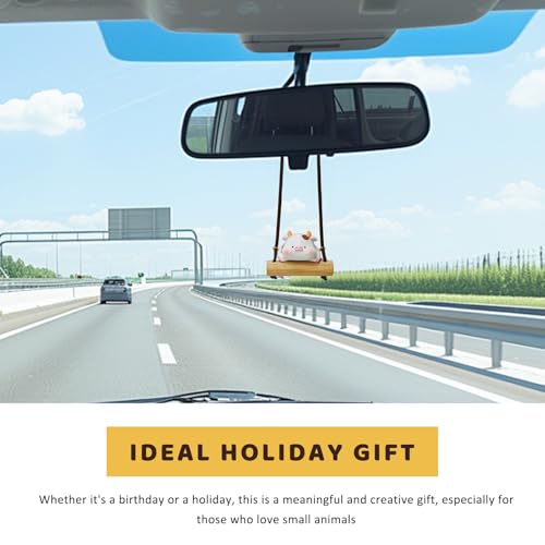Swinging Cow Rearview Mirror Hanging Ornament - Cute Resin Car Pendant