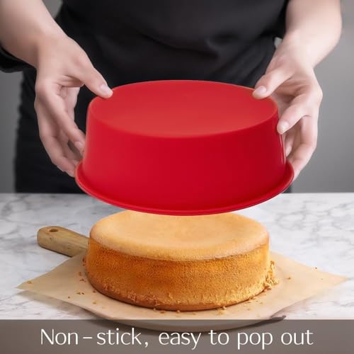 saphe 6 Inch Silicone Cake Pans - Round Non-Stick Baking Molds, Set of 4