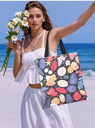 Aesthetic Canvas Tote Bag with Inner Pocket – Reusable Cotton Book Bag