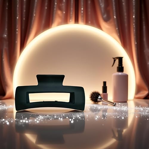Square Black Hair Claw Clips for Thick and Thin Hair - Large Non-Slip Barrette