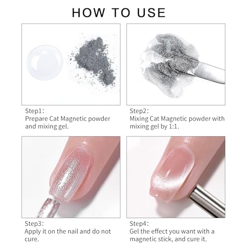 Gyraolvant Silver Cat Eye Chrome Nail Powder for Gel Polish
