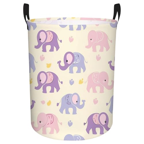 Pink Purple Elephant Baby Laundry Basket & Toy Organizer