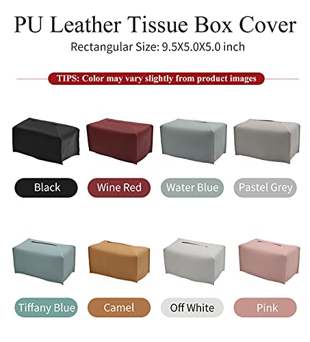 Livelab PU Leather Rectangular Tissue Box Cover - Off White, 9.5-inch
