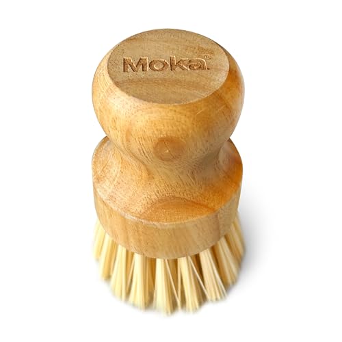 Moka Bamboo Dish Brush - Eco-Friendly Scrubber for Kitchen Cleaning (Single Brush)