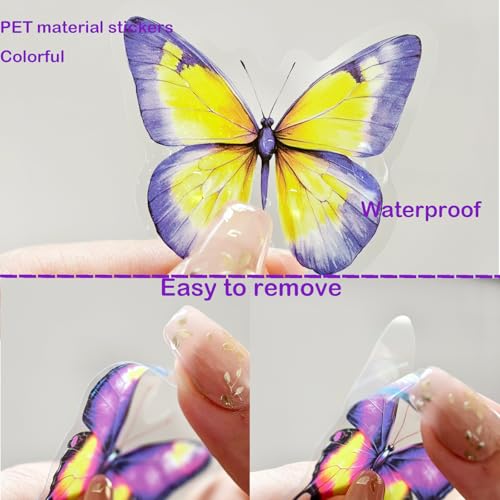 Colorful Butterfly Stickers - 56 Waterproof Transparent PET