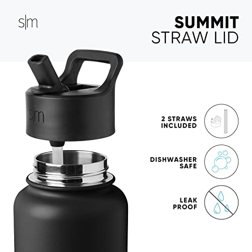 Simple Modern Water Bottle with Straw Lid Vacuum Insulated Stainless Steel Metal Cup Bottles | Reusable Leak Proof BPA-Free Flask for School | Summit Collection | 22oz, Moonlight