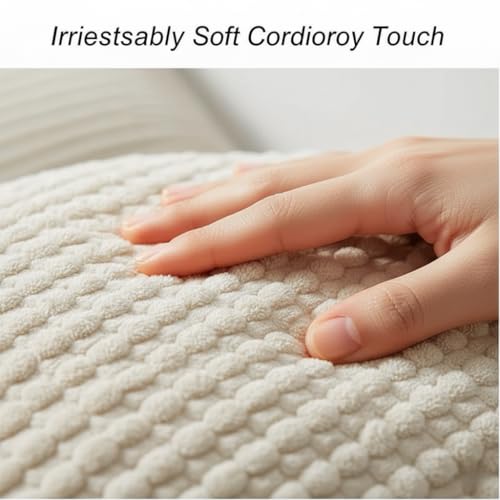 Textured Corduroy Throw Pillow Cover 18x18 Inch - Cream White
