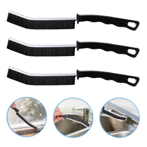 Black Crevice Cleaning Brush Set - Ergonomic Grout & Toilet Brush