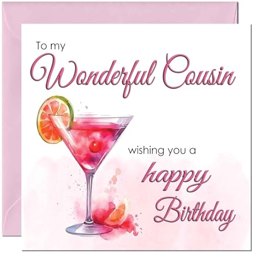 Elegant Cousin Birthday Card with Luxury Pink Envelope - 145mm