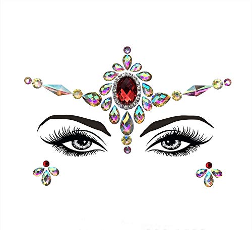 Topz Red Rhinestone Face Gems Self-Adhesive Crystal Jewels for Halloween Makeup & Festival Rave