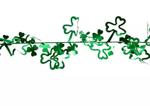 St. Patrick's Day Green Mini Shamrock Tinsel Design Wire Garland - 25 Feet Long