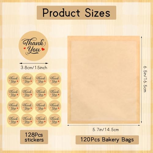 120 Pack Cookie Bags with Window, 5.7x6.5 Inch Grease Resistant Bakery Bags