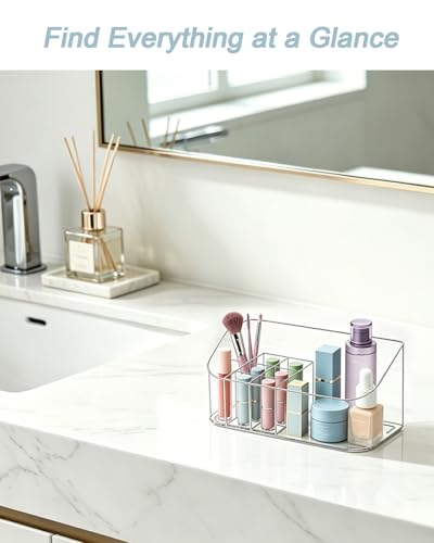 SUNFICON Acrylic Makeup Organizer Tray - 9 Compartment Cosmetic Holder
